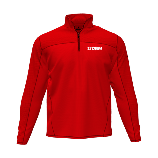 [CUS-DFW-QTRZ-PER-LSL-RED-AS-LOGO3] Quarter Zip Pullover (Adult S, Red, Logo 3)