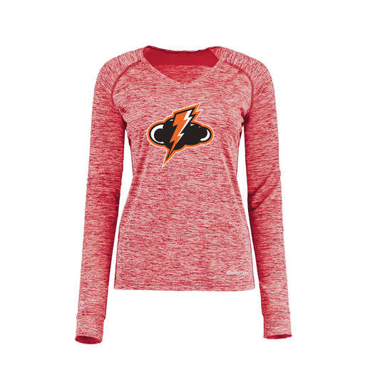 [222770.T20.XS-LOGO1] Ladies Electric Long Sleeve Shirt (Female Adult XS, Red, Logo 1)