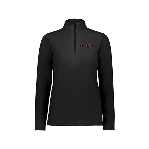 [6864.080.XS-LOGO2] Ladies MicroFleece 1/4 Zip Pullover (Female Adult XS, Black, Logo 2)