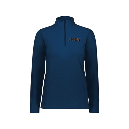 [6864.065.XS-LOGO2] Ladies MicroFleece 1/4 Zip Pullover (Female Adult XS, Navy, Logo 2)